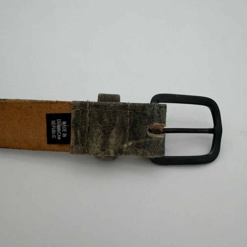 Mossy Oak Camo Canvas Leather Belt Fits 34-42 Waist Hunting Outdoor